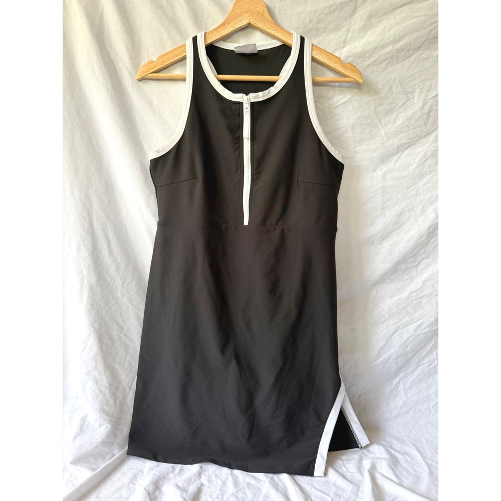 Sage Collective Womens Black White Racerback Athletic Tennis Golf Dress Large